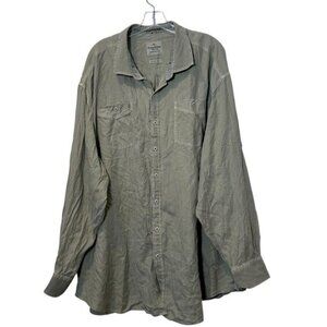 Tommy Bahama Jeans Mens 3XB Tab Sleeve Button Down Shirt Island Modern Fit Green